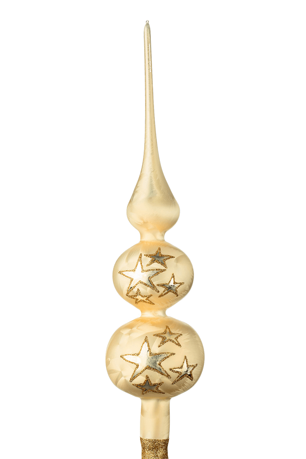 Christbaumspitze in Champagner Gold Goldener Stern 30 cm mit 2 Kugeln