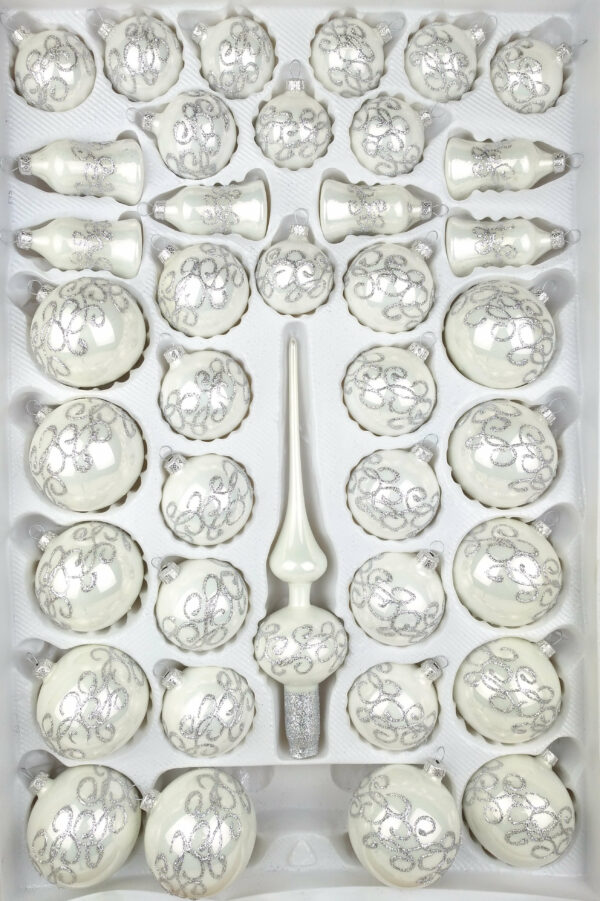 Hochglanz Weiß Silberne Ornamente