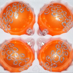 Hochglanz Orange Silberne Ornamente