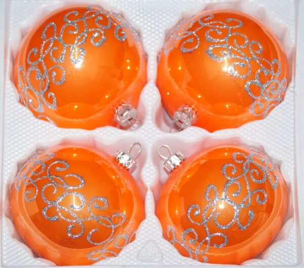 Hochglanz Orange Silberne Ornamente