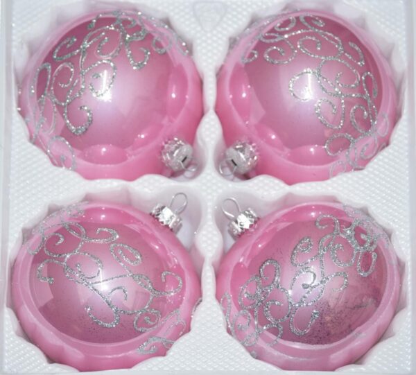 Hochglanz Rosa Silberne Ornamente