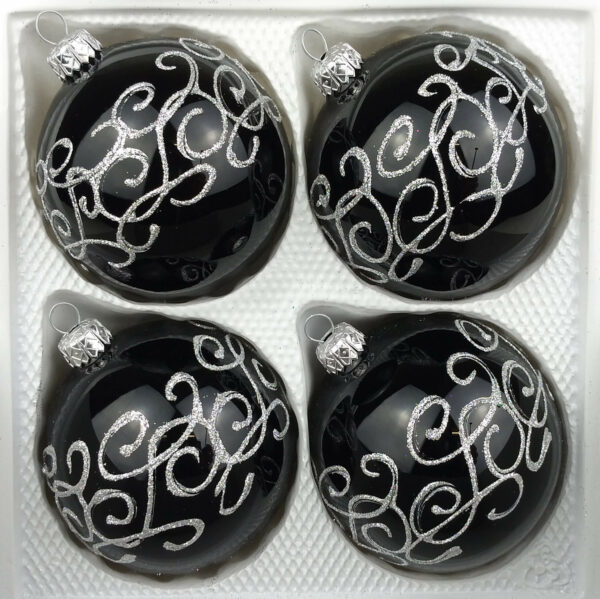 Hochglanz Schwarz Silberne Ornamente