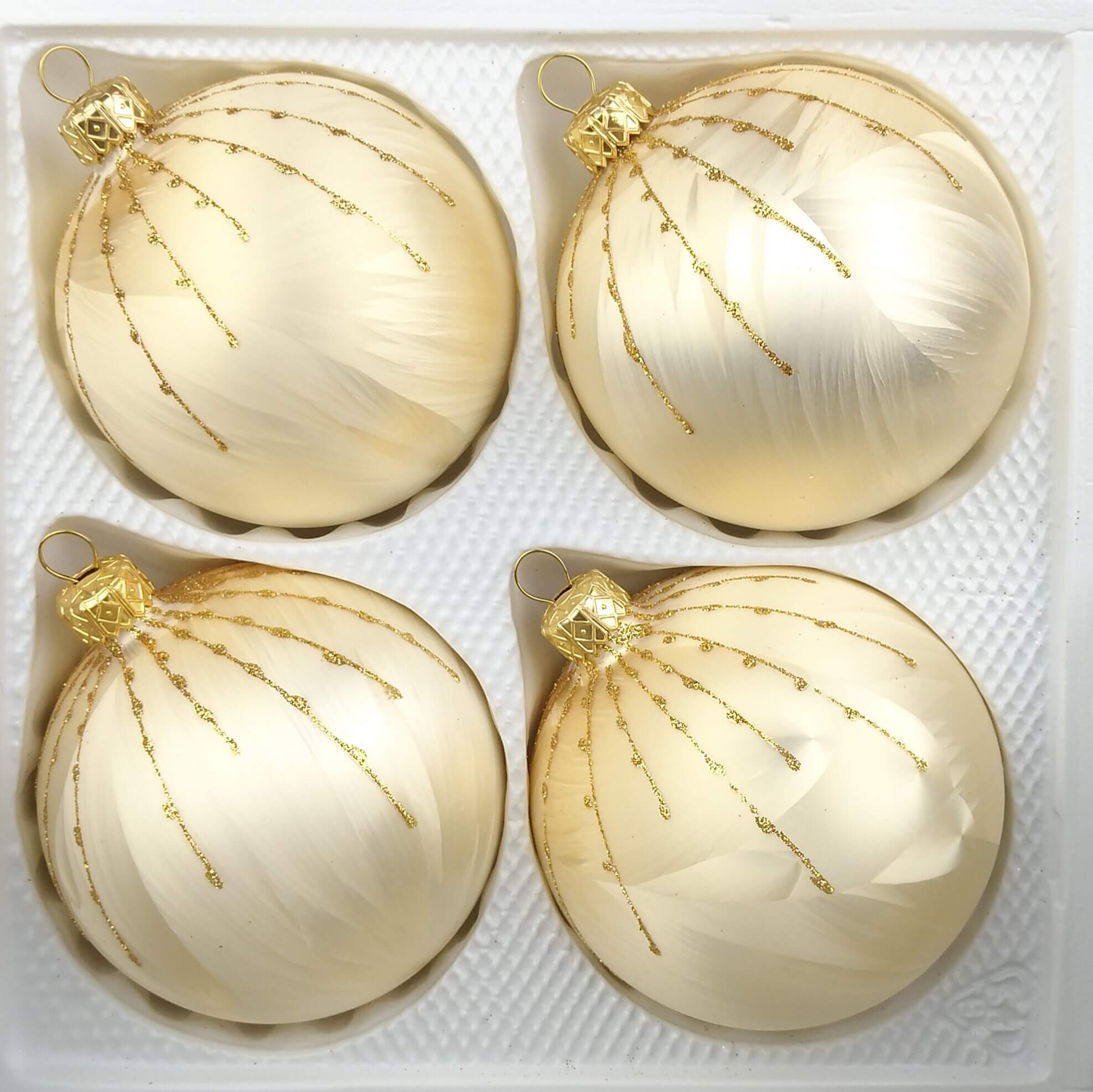 Weihnachtskugel-Set in „Ice Champagner Gold“ Regen - Christbaumkugeln-24