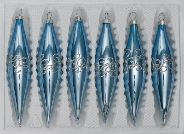 Hochglanz Blau Silberne Ornamente