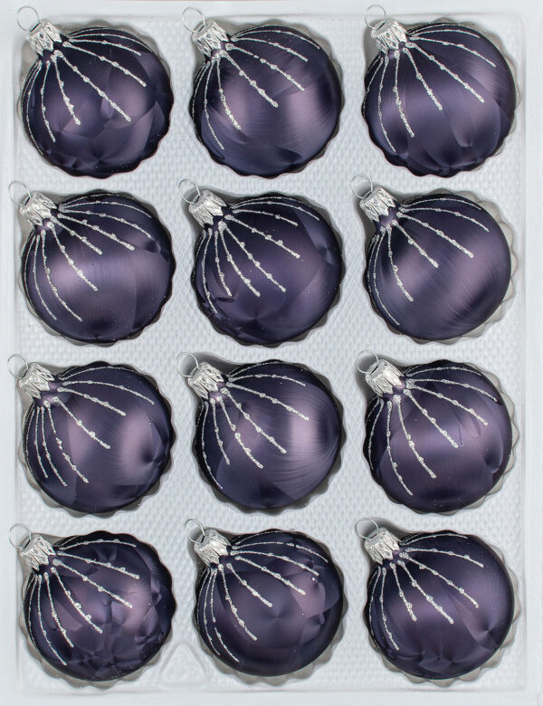 12 teiliges Weihnachtskugeln Set Christbaumkugeln Ice Graphit Silber