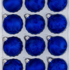 12 tlg. Glas-Weihnachtskugeln Christbaumkugeln Christmas balls Set in "Ice Royal blau blue " Eislack