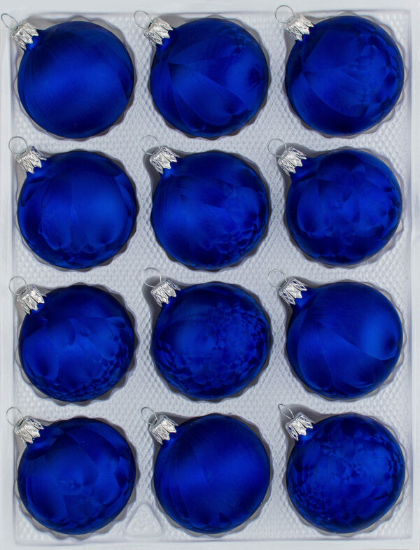 12 tlg. Glas-Weihnachtskugeln Christbaumkugeln Christmas balls Set in "Ice Royal blau blue " Eislack