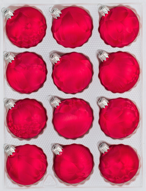 12 tlg. Glas-Weihnachtskugeln Christbaumkugeln Set in "Ice Rosa" Eislack
