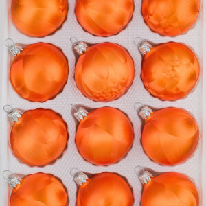 12 tlg. Glas-Weihnachtskugeln Set in "Ice Orange" Eislack