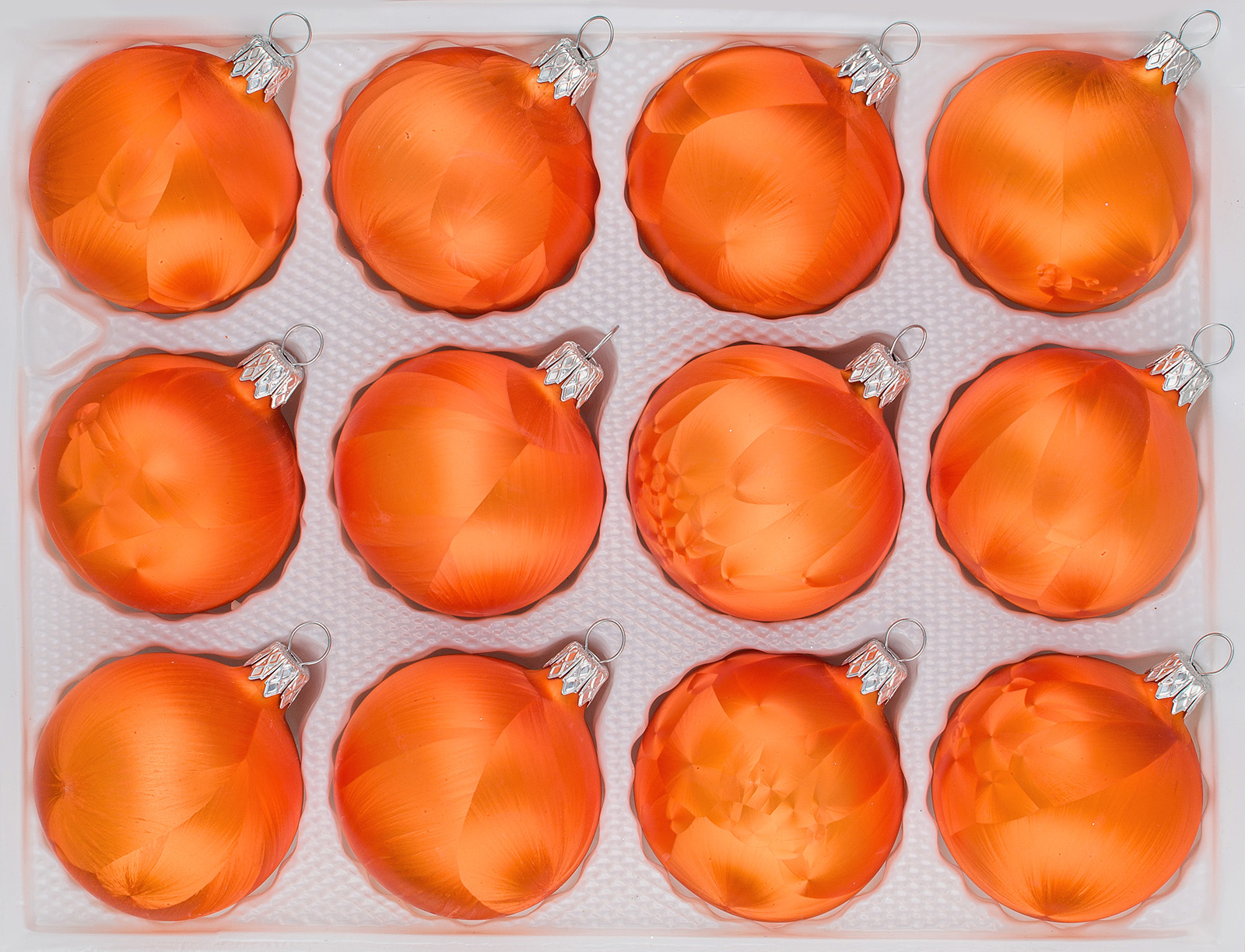 12 tlg. GlasWeihnachtskugeln Set in “Ice Orange” Eislack