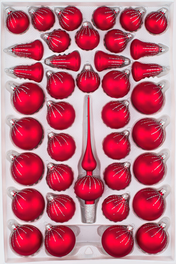 39 Weihnachtskugeln Christbaumkugeln Christmas Ball Classic Rot Regen