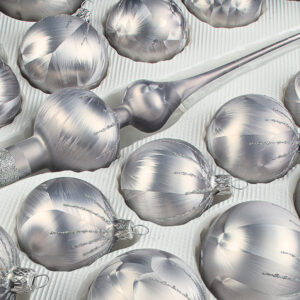 39 tlg. Glas-Weihnachtskugeln Set in "Ice Grau Silber" Regen - Christbaumkugeln - Weihnachtsschmuck-Christbaumschmuck