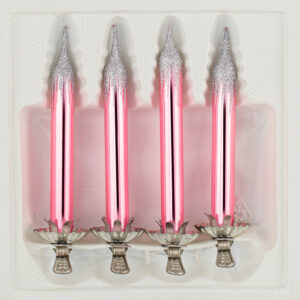 4 Baumkerzen aus Glas mit Clip Halter Candles Candle Hochglanz Rosa Highgloss Pink Christbaumkerzen Christbaumschmuck