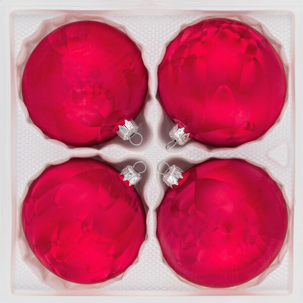 4 teiliges Christbaumkugeln Ice Rot 8cm durchmesser Eislack Weihnachtskugeln Christmasballs Christmas baubles