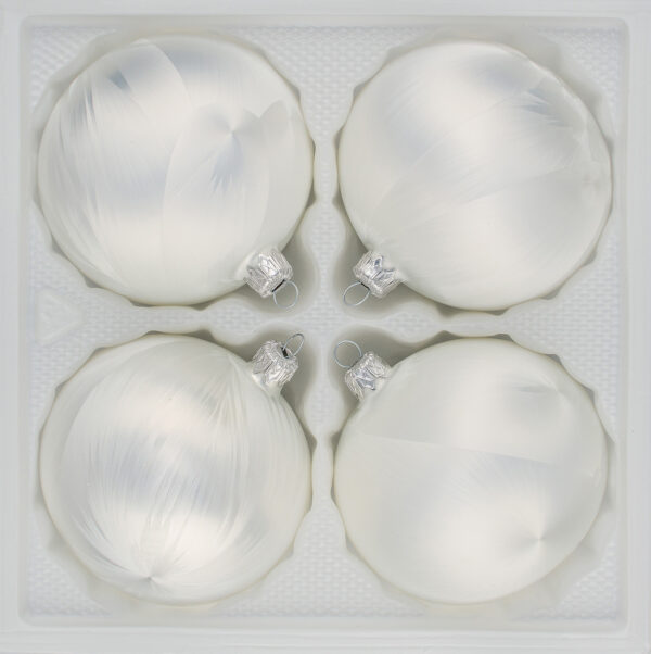 4 teiliges Christbaumkugeln Ice Weiss White 8cm durchmesser Eislack Weihnachtskugeln Christmasballs Christmas baubles