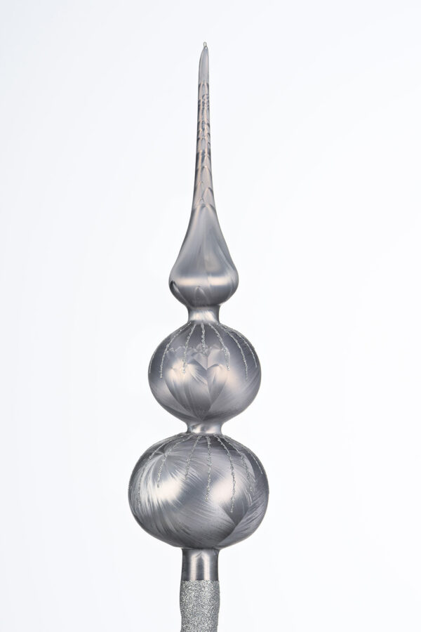 christbaumkugeln-24.de - Weihnachtsbaumspitze Groß 35cm in "Ice Grau Silber" Regen Baumspitze Spitze Tannenbaumspitze Christbaumspitze Weihnachtsbaum Christbaum Tannenbaum Christmas Tree Top